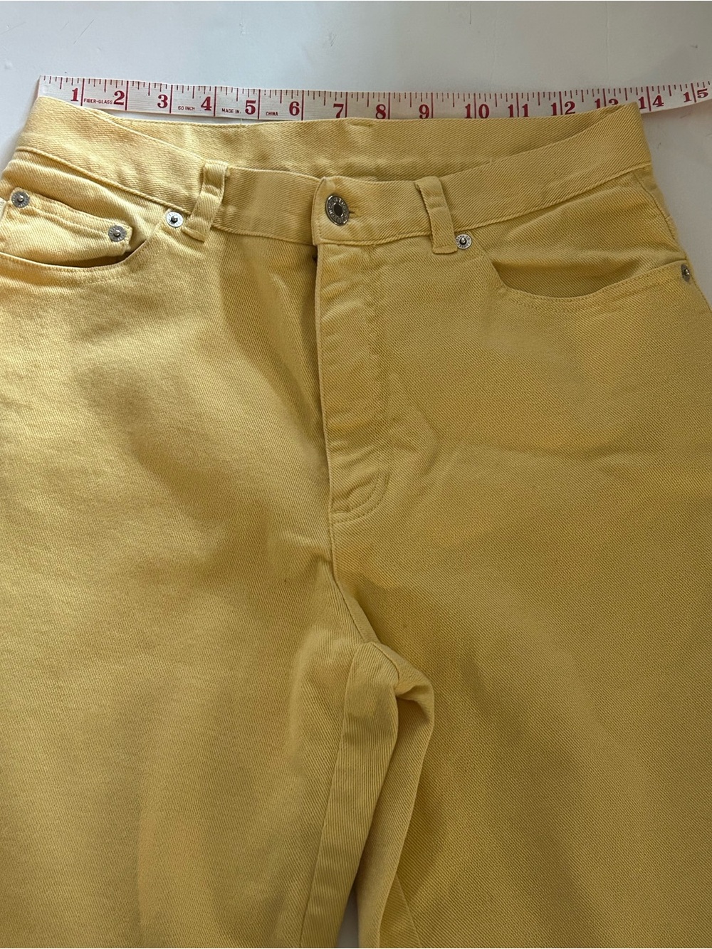 Ralph Lauren jeans co yellow denim jeans size 8 brown logo patch on back - Picture 5 of 7